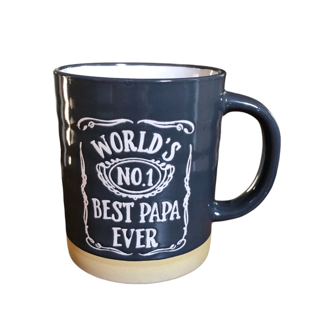 World's Best Papa Ever Gray/Ecru 10 oz. Ceramic Mug